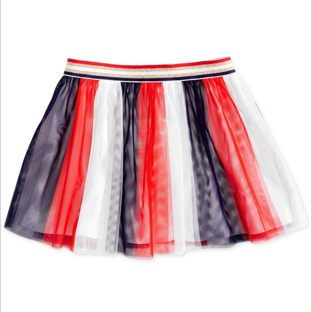 Epic Threads Girls Striped Tulle Skirt Red White